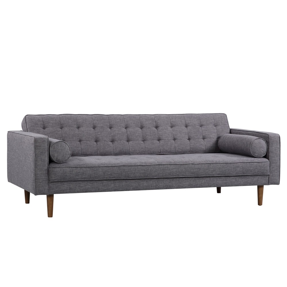 Element Mid-Century Modern Sofa in Dark Gray Linen and Walnut Legs Element Mid-Century Modern Sofa in Dark Gray Linen and Walnut Legs