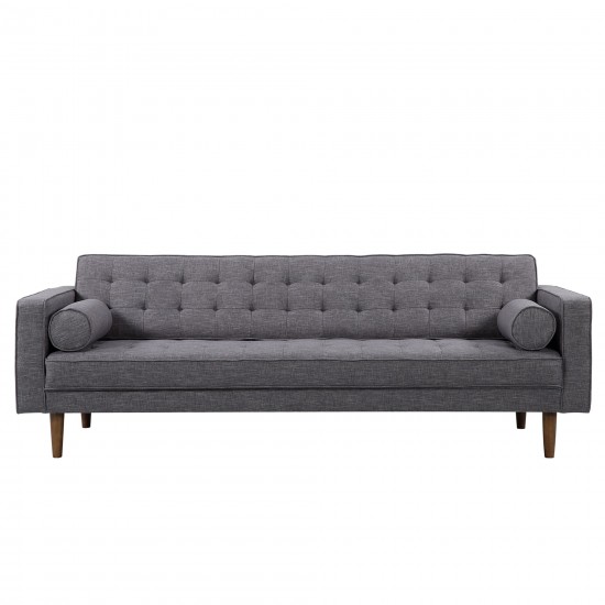 Element Mid-Century Modern Sofa in Dark Gray Linen and Walnut Legs