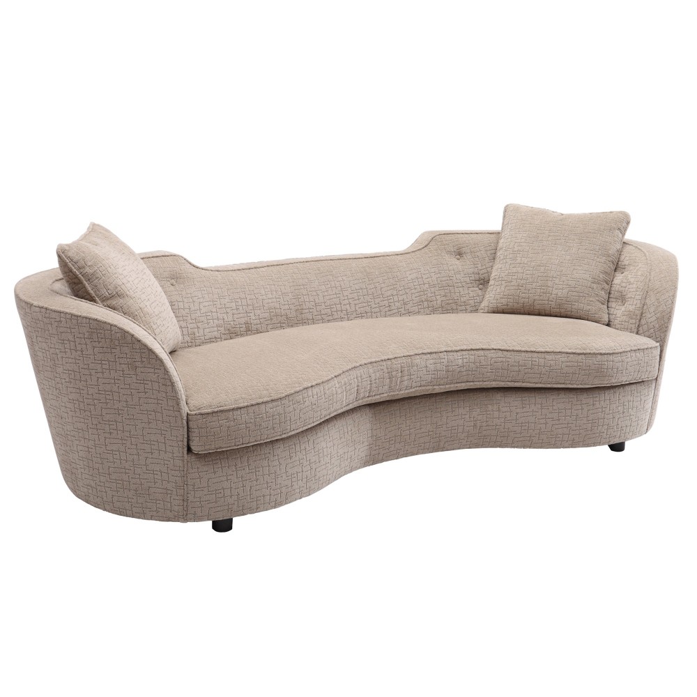 Palisade Transitional Sofa in Sand Fabric with Brown Legs