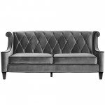 Barrister Sofa In Gray Velvet With Black Piping