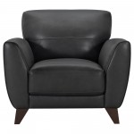 Jedd Contemporary Chair in Genuine Black Leather with Brown Wood Legs