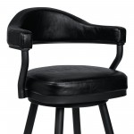 Justin 26" Counter Height Swivel Black Faux Leather Bar Stool