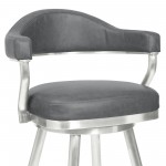 Justin 30" Bar Height Swivel Vintage Grey Faux Leather Bar Stool