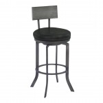 Ojai 26" Counter Height Metal Swivel Barstool in Vintage Black Faux Leather