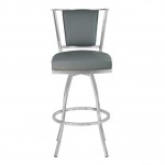 Delhi 26" Counter Height Metal Barstool in Gray Faux Leather