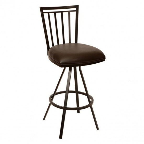 Aidan 30" Transitional Barstool In Coffee and Auburn Bay Metal