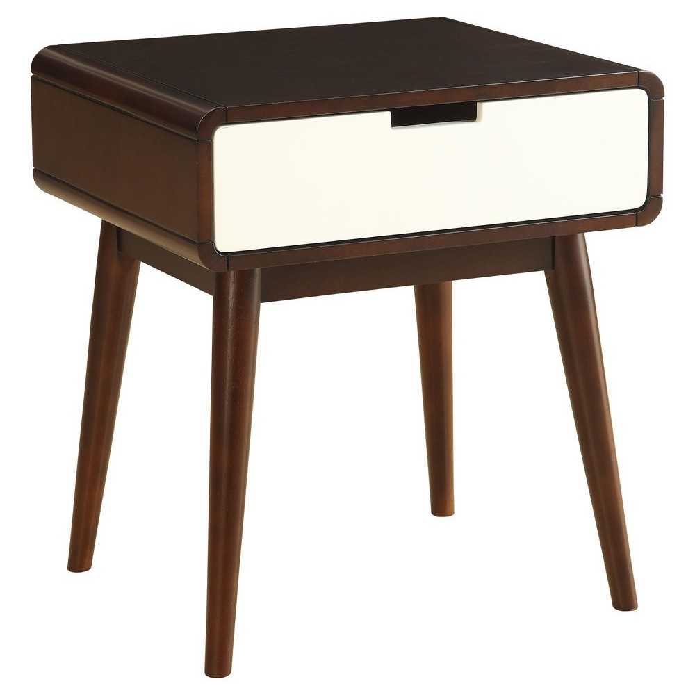 ACME Christa End Table (USB Charging Dock), Espresso & White