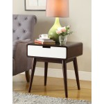 ACME Christa End Table (USB Charging Dock), Espresso & White