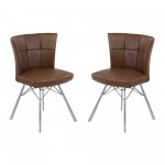 Spago Dining Chair in Vintage Coffee Faux Leather - Set of 2