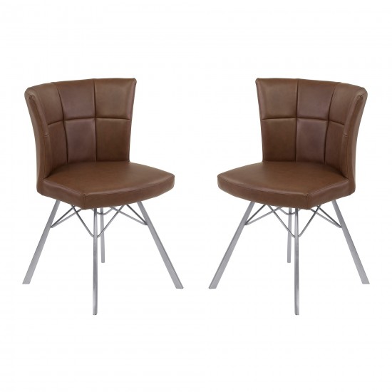 Spago Dining Chair in Vintage Coffee Faux Leather - Set of 2