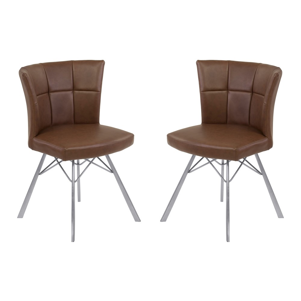 Spago Dining Chair in Vintage Coffee Faux Leather - Set of 2