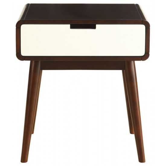 ACME Christa End Table (USB Charging Dock), Espresso & White