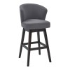 Brandy 26" Counter Height Swivel Grey Fabric and Espresso Wood Bar Stool