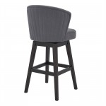 Brandy 30" Bar Height Swivel Grey Fabric and Espresso Wood Bar Stool