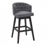 Celine 26" Counter Height Swivel Grey Fabric and Espresso Wood Bar Stool