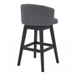 Celine 26" Counter Height Swivel Grey Fabric and Espresso Wood Bar Stool