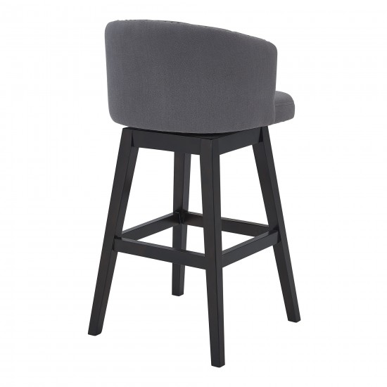 Celine 26" Counter Height Swivel Grey Fabric and Espresso Wood Bar Stool