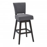 Gia 26" Counter Height Swivel Grey Fabric and Espresso Wood Bar Stool