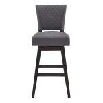 Gia 26" Counter Height Swivel Grey Fabric and Espresso Wood Bar Stool