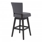 Gia 26" Counter Height Swivel Grey Fabric and Espresso Wood Bar Stool