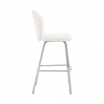 Tandy White Faux Leather and Brushed Stainless Steel 26" Counter Stool