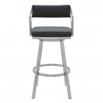 Capri 30" Swivel Modern Metal and Slate Gray Faux Leather Bar and Counter Stool