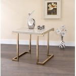 ACME Boice II End Table, Faux Marble & Champagne