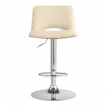 Thierry Adjustable Swivel Cream Faux Leather with Walnut Back & Chrome Bar Stool