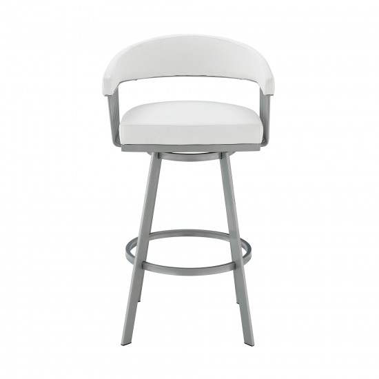 Chelsea 26" Counter Height Swivel White Faux Leather Bar Stool