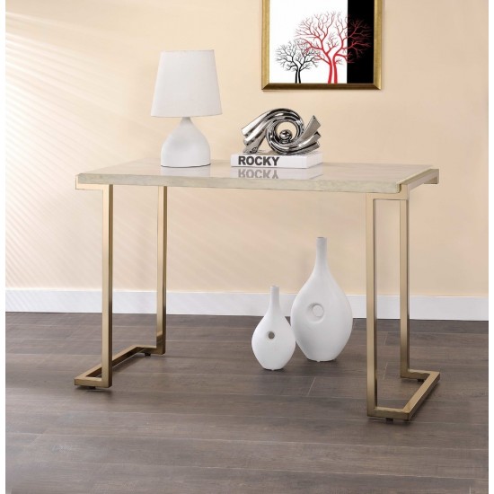 ACME Boice II Sofa Table, Faux Marble & Champagne