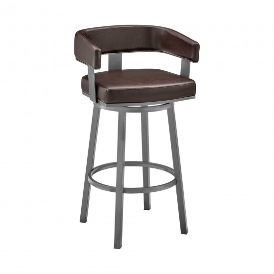 Lorin 30" Bar Height Swivel Bar Stool in Java Brown Finish