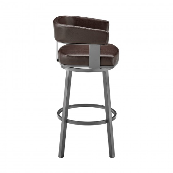 Lorin 30" Bar Height Swivel Bar Stool in Java Brown Finish