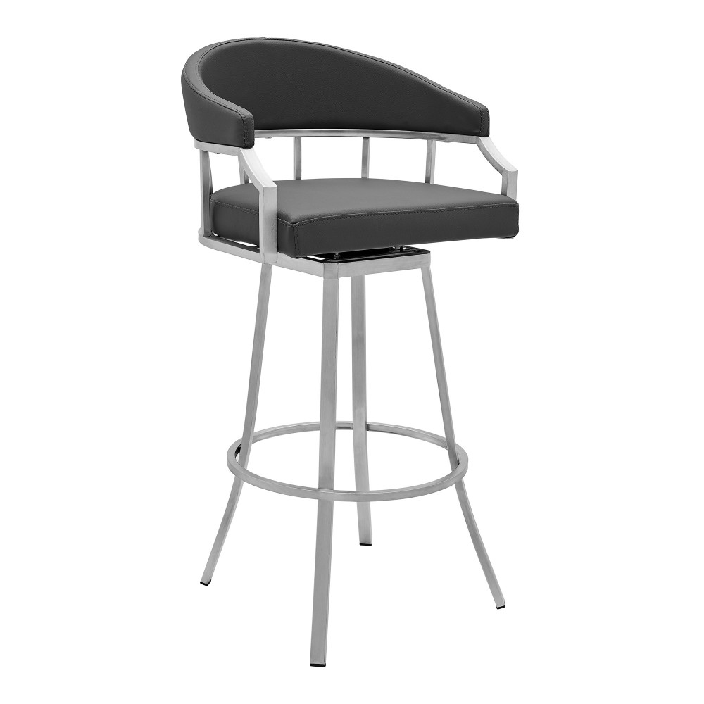 Valerie 30" Bar Height Swivel Modern Faux Leather Bar and Counter Stool