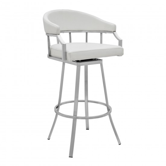 Valerie 26" Counter Height Swivel White Faux Leather Bar and Counter Stool