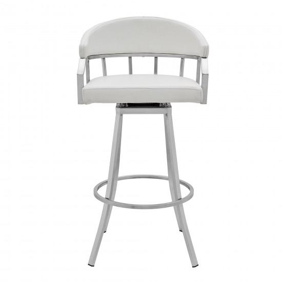 Valerie 26" Counter Height Swivel White Faux Leather Bar and Counter Stool