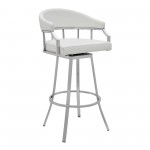 Valerie 30" Bar Height Swivel Modern White Faux Leather Bar and Counter Stool