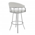 Valerie 30" Bar Height Swivel Modern White Faux Leather Bar and Counter Stool