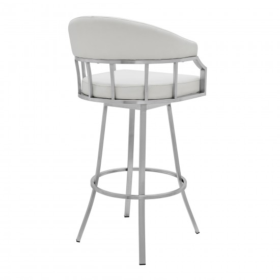 Valerie 30" Bar Height Swivel Modern White Faux Leather Bar and Counter Stool