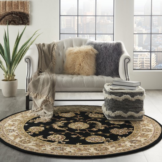 Nourison 2000 2022 Area Rug, Black, 6' x Round