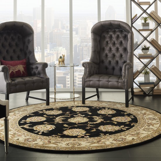 Nourison 2000 2022 Area Rug, Black, 8' x Round