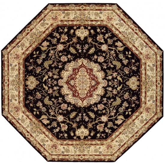 Nourison 2000 2028 Area Rug, Black, 10' x Octagon