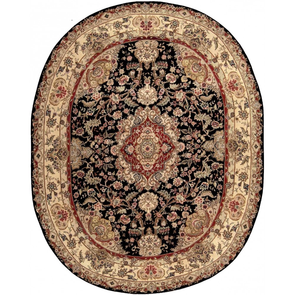 Nourison 2000 2028 Area Rug, Black, 7'6" x 9'6" Oval