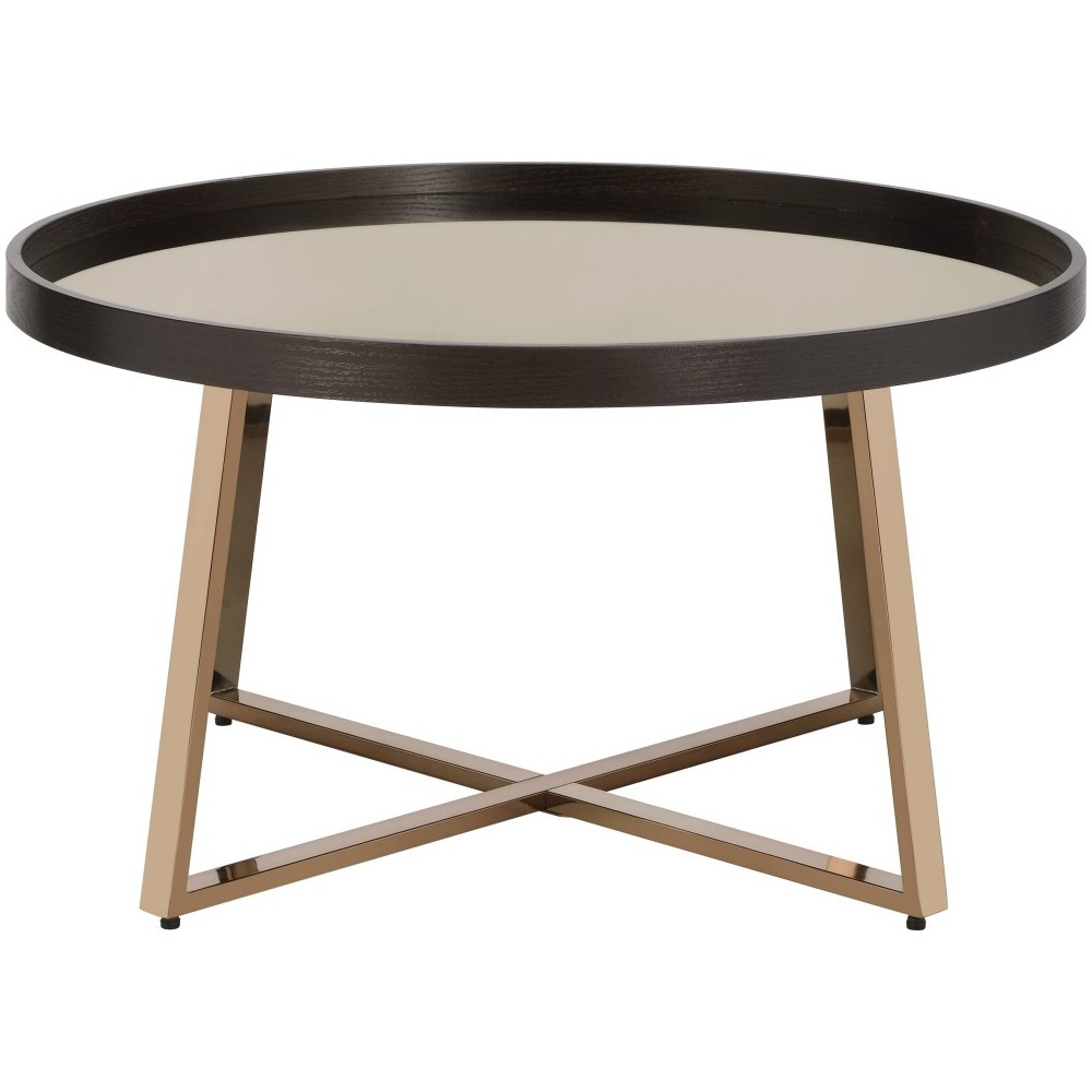 ACME Hepton Coffee Table, Mirrored, Walnut & Champagne