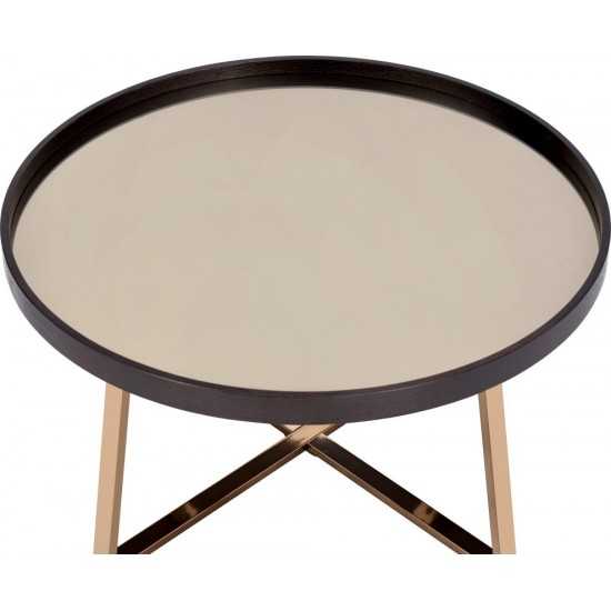 ACME Hepton Coffee Table, Mirrored, Walnut & Champagne