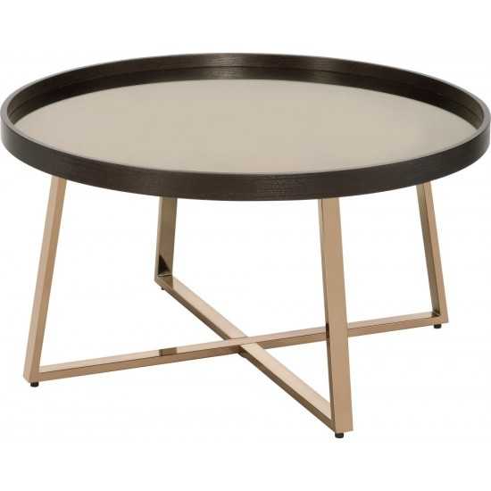 ACME Hepton Coffee Table, Mirrored, Walnut & Champagne