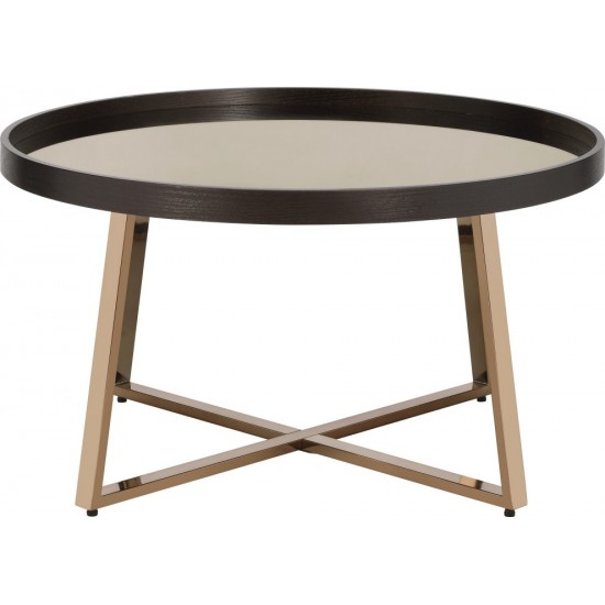 ACME Hepton Coffee Table, Mirrored, Walnut & Champagne