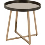 ACME Hepton End Table, Mirrored, Walnut & Champagne