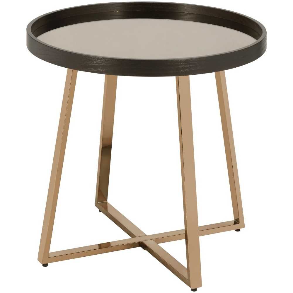 ACME Hepton End Table, Mirrored, Walnut & Champagne