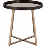 ACME Hepton End Table, Mirrored, Walnut & Champagne