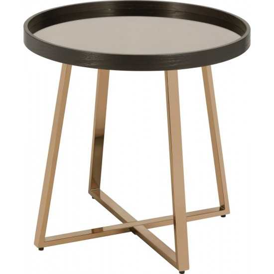 ACME Hepton End Table, Mirrored, Walnut & Champagne